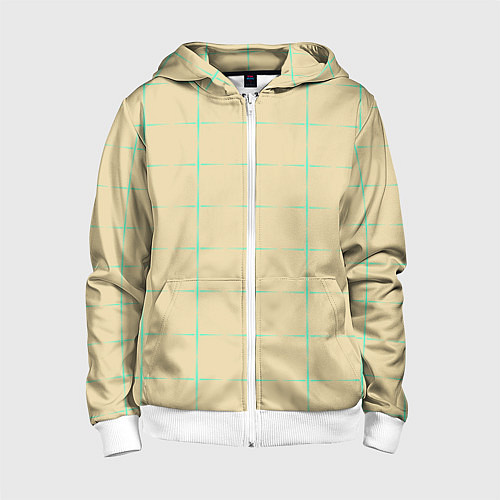 Детская толстовка на молнии Color beige green crosses / 3D-Белый – фото 1