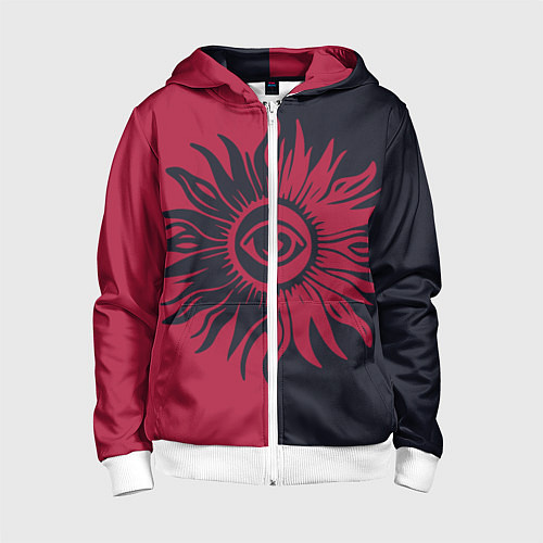 Детская толстовка на молнии Солнце красно-синее / 3D-Белый – фото 1