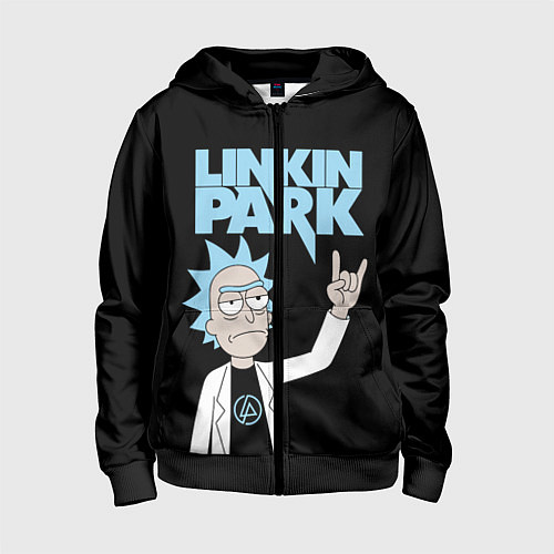 Детская толстовка на молнии Linkin Park и Рик Санчес из Рик и Морти / 3D-Черный – фото 1