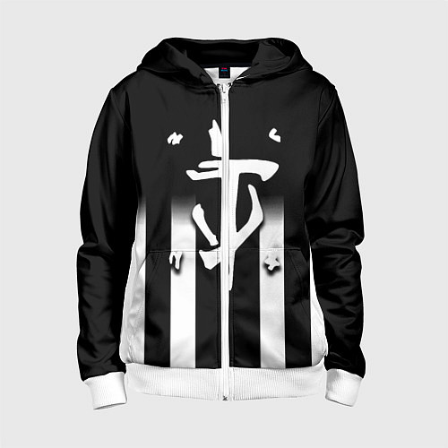 Детская толстовка на молнии Doom line white / 3D-Белый – фото 1