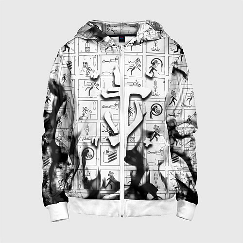 Детская толстовка на молнии Doom x portal fire / 3D-Белый – фото 1