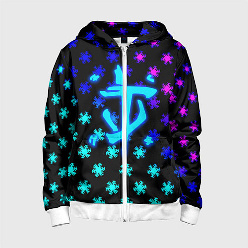 Детская толстовка на молнии Doom winter neon / 3D-Белый – фото 1