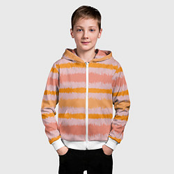 Толстовка на молнии детская Полосы зигзагообразные оранжево-розовые, цвет: 3D-белый — фото 2