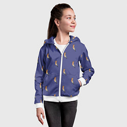 Толстовка на молнии детская Клевая птица удод на фиолетовом фоне, цвет: 3D-белый — фото 2