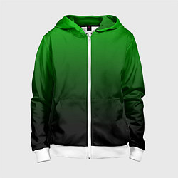 Толстовка на молнии детская Green gradient, цвет: 3D-белый