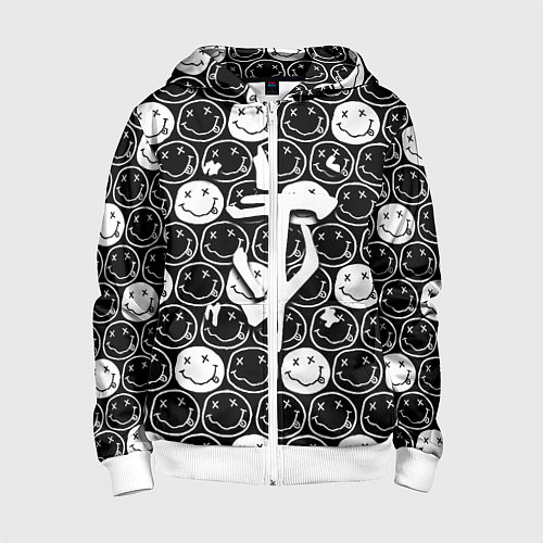 Детская толстовка на молнии Doom x nirvana pattern / 3D-Белый – фото 1