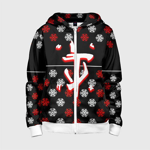 Детская толстовка на молнии Doom winter pattern steel / 3D-Белый – фото 1