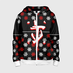 Толстовка на молнии детская Doom winter pattern steel, цвет: 3D-белый