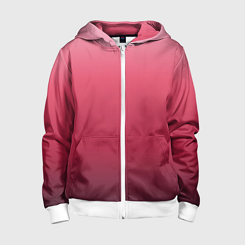 Детская толстовка на молнии Градиент гранатовый / 3D-Белый – фото 1