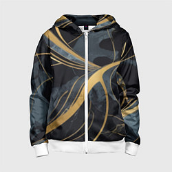 Детская толстовка на молнии Мраморный узор с золотыми полосками