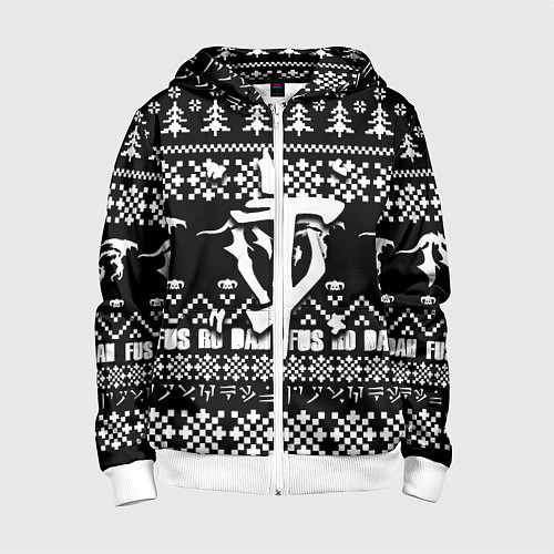 Детская толстовка на молнии Doom x elders scrolls pattern / 3D-Белый – фото 1