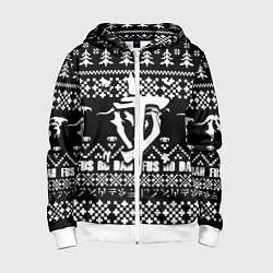 Толстовка на молнии детская Doom x elders scrolls pattern, цвет: 3D-белый