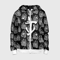 Толстовка на молнии детская Doom хищник леса, цвет: 3D-белый