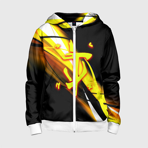 Детская толстовка на молнии Doom геометрия из полос / 3D-Белый – фото 1