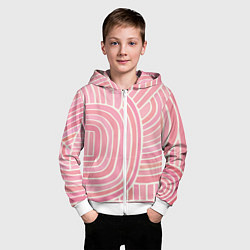 Толстовка на молнии детская Абстрактный узор розовый, цвет: 3D-белый — фото 2