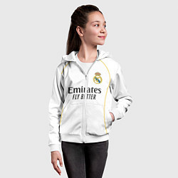 Толстовка на молнии детская Реал Мадрид домашняя форма 2025 2026, цвет: 3D-белый — фото 2