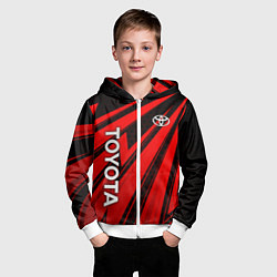 Толстовка на молнии детская Тойота - красные полосы, цвет: 3D-белый — фото 2