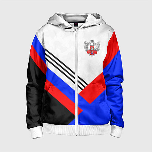 Детская толстовка на молнии Федерация бокса - Россия / 3D-Белый – фото 1