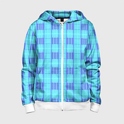 Толстовка на молнии детская Color neon light blue purple stripes, цвет: 3D-белый