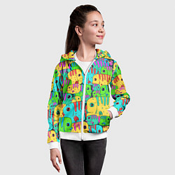 Толстовка на молнии детская Яркие тропические рыбки паттер, цвет: 3D-белый — фото 2