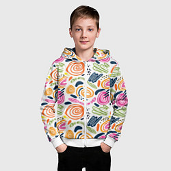 Толстовка на молнии детская Яркие спирали, цвет: 3D-белый — фото 2