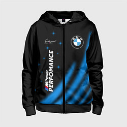 Толстовка на молнии детская BMW Power Performance, цвет: 3D-черный