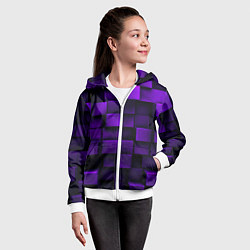 Толстовка на молнии детская Фиолетовые неоновые квадраты, цвет: 3D-белый — фото 2