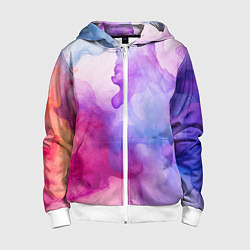 Толстовка на молнии детская Цветная дымка, цвет: 3D-белый