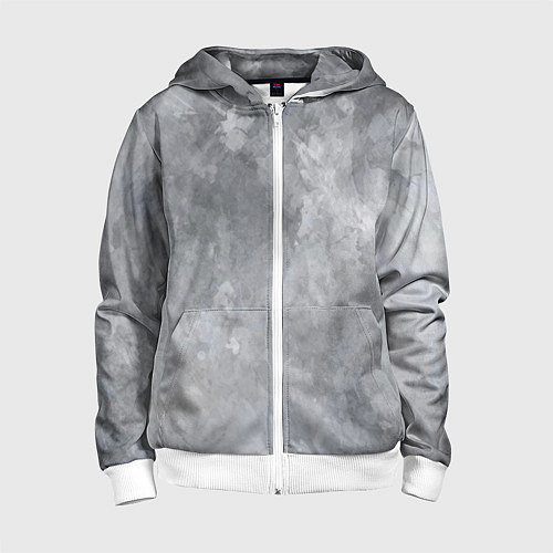Детская толстовка на молнии Абстракция - light gray haze / 3D-Белый – фото 1