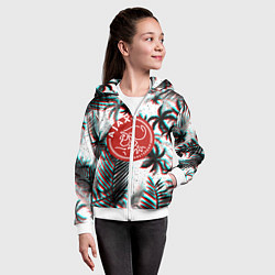 Толстовка на молнии детская Ajax тропики глитч, цвет: 3D-белый — фото 2