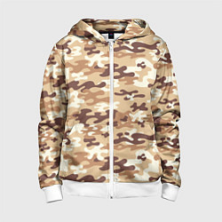 Толстовка на молнии детская Камуфляж армия, цвет: 3D-белый
