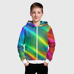 Толстовка на молнии детская Голографический радужный градиент, цвет: 3D-белый — фото 2