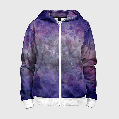 Детская толстовка на молнии Абстракция - a blue-violet gap into gray space / 3D-Белый – фото 1