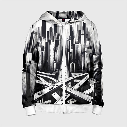 Детская толстовка на молнии American metropolis / 3D-Белый – фото 1