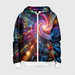 Детская толстовка на молнии Fractal neon spiral - ai art fantasy