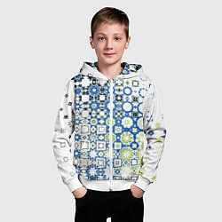 Толстовка на молнии детская Сине-зеленая абстракция, цвет: 3D-белый — фото 2