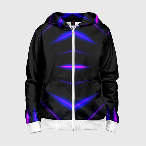 Детская толстовка на молнии Color black neon stripes / 3D-Белый – фото 1