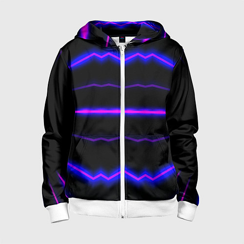 Детская толстовка на молнии Color multicoloured neon stripes / 3D-Белый – фото 1