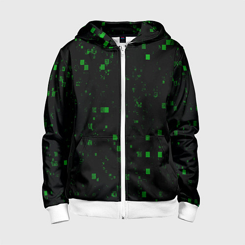 Детская толстовка на молнии Color green khaki / 3D-Белый – фото 1