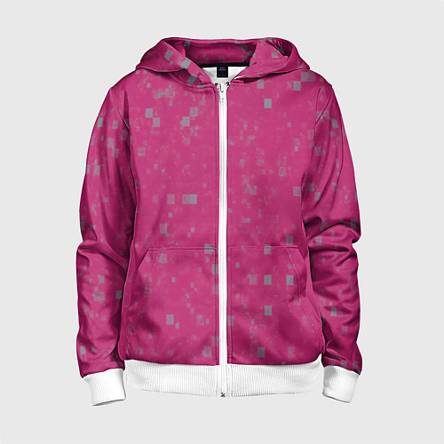 Детская толстовка на молнии Color pink brown squares / 3D-Белый – фото 1