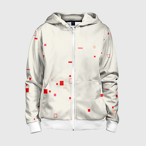Детская толстовка на молнии Color white red shapes / 3D-Белый – фото 1