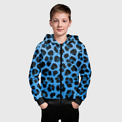 Толстовка на молнии детская Леопардовый голубой, цвет: 3D-черный — фото 2