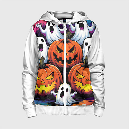 Детская толстовка на молнии Happy Halloween 25 / 3D-Белый – фото 1