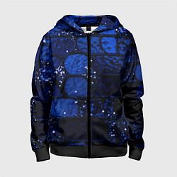 Толстовка на молнии детская Чёрно-синий витражные плитки, цвет: 3D-черный
