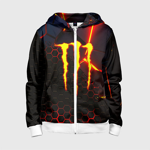 Детская толстовка на молнии Monster energy броня краски / 3D-Белый – фото 1