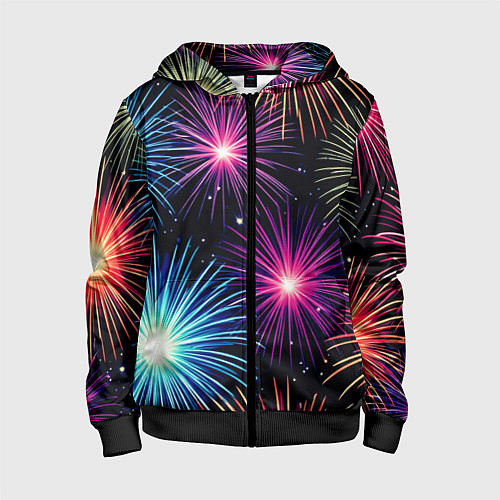 Детская толстовка на молнии Стилизованный праздничный салют / 3D-Черный – фото 1