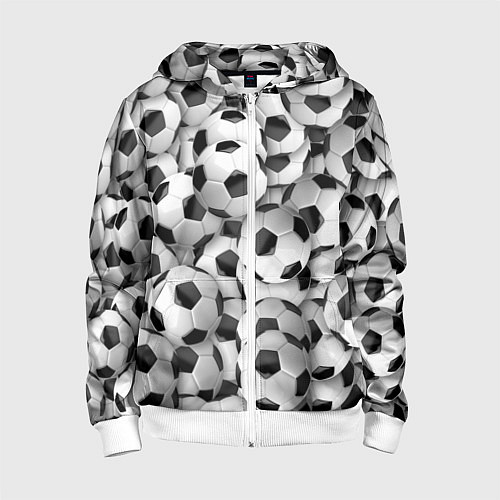 Детская толстовка на молнии Игра в мяч / 3D-Белый – фото 1