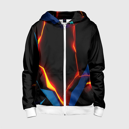 Детская толстовка на молнии Neon orange glow / 3D-Белый – фото 1