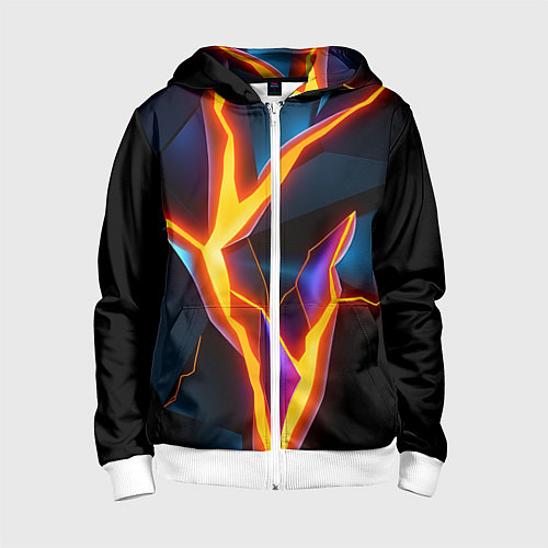 Детская толстовка на молнии Neon orange glow / 3D-Белый – фото 1
