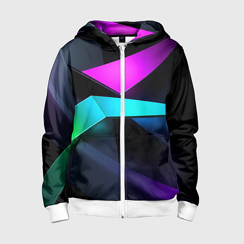 Детская толстовка на молнии Neon colored geometric / 3D-Белый – фото 1